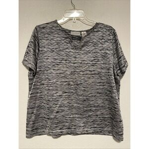 Alfred Dunner Top Women Petite PL Knit Beaded Short‎ Sleeve Blouse